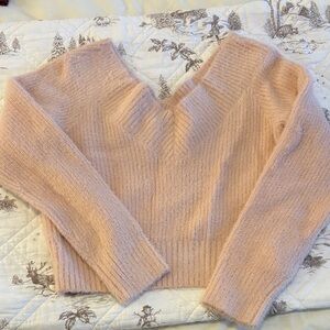 Women's Pink V-Neck Sweater